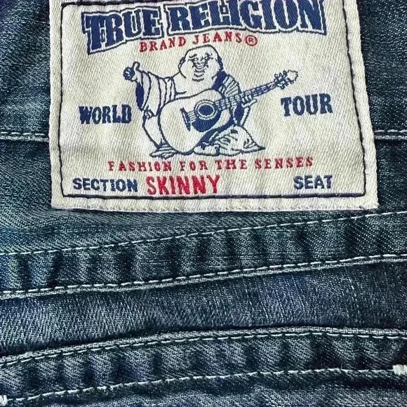 True Religion “Skinny” With Flap Jeans With Distressing And Patches Size 28 EUC! - Picture 6 of 12